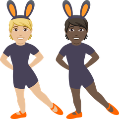 A quoi ressemblent les emoji Personnes avec des oreilles de lapin : peau moyennement claire et peau foncée sur Joypixels.