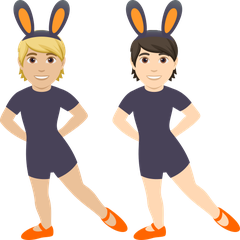 A quoi ressemblent les emoji Personnes avec des oreilles de lapin : peau moyennement claire et peau claire sur Joypixels.