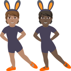 A quoi ressemblent les emoji Personnes avec des oreilles de lapin : peau légèrement mate et peau foncée sur Joypixels.