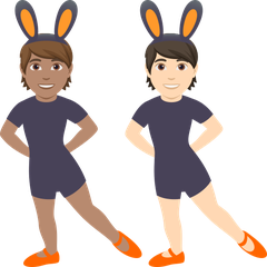 A quoi ressemblent les emoji Personnes avec des oreilles de lapin : peau légèrement mate et peau claire sur Joypixels.