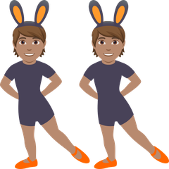 A quoi ressemblent les emoji Personnes avec des oreilles de lapin : peau légèrement mate sur Joypixels.