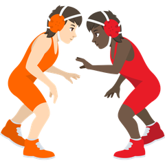 Joypixels에서레슬링하는 사람: 하얀 피부 검은색 피부그림 이모티콘이 어떻게 보이는지.