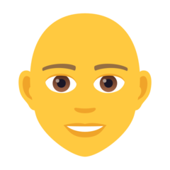 Hur Person: skallig emoji ser ut på Joypixels.