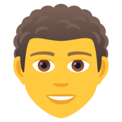 Bagaimana Dewasa: rambut keriting emoji terlihat di Joypixels.