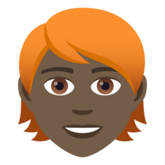 How Person: Dark Skin Tone, Red Hair emoji looks on Joypixels.