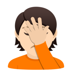 How Person Facepalming: Light Skin Tone emoji looks on Joypixels.