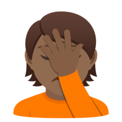 How Person Facepalming: Medium-Dark Skin Tone emoji looks on Joypixels.