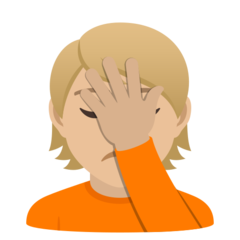 How Person Facepalming: Medium-Light Skin Tone emoji looks on Joypixels.