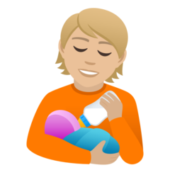 A quoi ressemblent les emoji Personne allaitant un bébé: peau moyennement claire sur Joypixels.