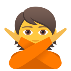 Hur Person gestikulerar NEJ emoji ser ut på Joypixels.