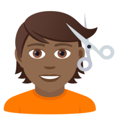 How Person Getting Haircut: Medium-Dark Skin Tone emoji looks on Joypixels.