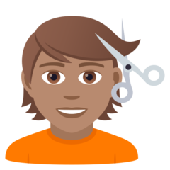 How Person Getting Haircut: Medium Skin Tone emoji looks on Joypixels.