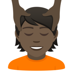 How Person Getting Massage: Dark Skin Tone emoji looks on Joypixels.