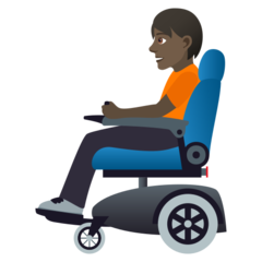 A quoi ressemblent les emoji Personne en fauteuil motorisé: peau foncée sur Joypixels.