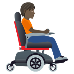 How Person in Motorized Wheelchair Facing Right: Dark Skin Tone emoji looks on Joypixels.