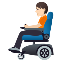 A quoi ressemblent les emoji Personne en fauteuil motorisé: peau claire sur Joypixels.