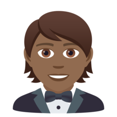 How Person in Tuxedo: Medium-Dark Skin Tone emoji looks on Joypixels.