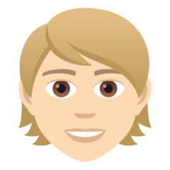 How Person: Light Skin Tone, Blond Hair emoji looks on Joypixels.