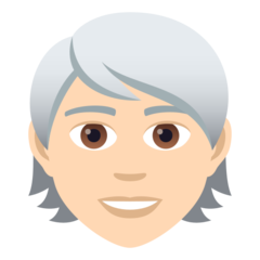 Wie Person: helle Hautfarbe, weißes Haar Emoji auf Joypixels aussieht.