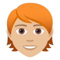 Bagaimana emoji Dewasa: ton kulit sederhana cerah dan rambut merah kelihatan di Joypixels.