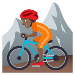 How Person Mountain Biking: Medium-Dark Skin Tone emoji looks on Joypixels.