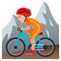 Come Ciclista di mountain bike: carnagione abbastanza chiara emoji appare su Joypixels.