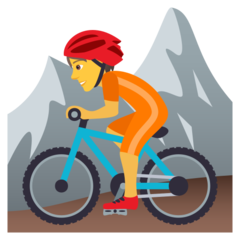 How Person Mountain Biking emoji looks on Joypixels.