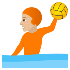 How Person Playing Water Polo: Medium-Light Skin Tone emoji looks on Joypixels.