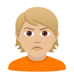 A quoi ressemblent les emoji Personne qui boude: peau moyennement claire sur Joypixels.