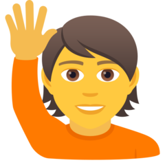 How Person Raising Hand emoji looks on Joypixels.