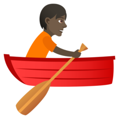 How Person Rowing Boat: Dark Skin Tone emoji looks on Joypixels.