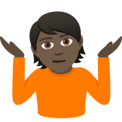 Bagaimana emoji Angkat bahu: ton kulit gelap kelihatan di Joypixels.