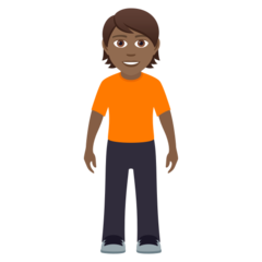 How Person Standing: Medium-Dark Skin Tone emoji looks on Joypixels.