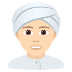 How Person Wearing Turban: Light Skin Tone emoji looks on Joypixels.