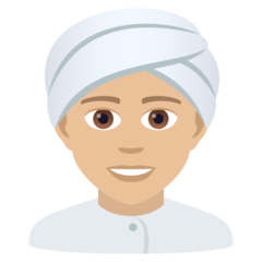 How Person Wearing Turban: Medium-Light Skin Tone emoji looks on Joypixels.