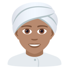 A quoi ressemblent les emoji Personne en turban: peau légèrement mate sur Joypixels.