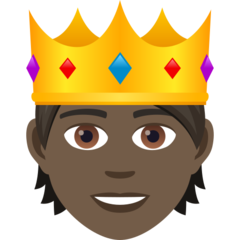 A quoi ressemblent les emoji Personne avec une couronne : peau foncée sur Joypixels.