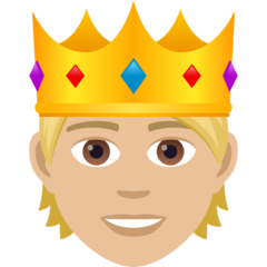 A quoi ressemblent les emoji Personne avec une couronne : peau moyennement claire sur Joypixels.