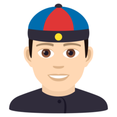 Bagaimana Orang dengan topi Tionghoa: warna kulit cerah emoji terlihat di Joypixels.