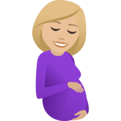 How Pregnant Woman: Medium-Light Skin Tone emoji looks on Joypixels.