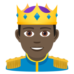 A quoi ressemblent les emoji Prince : peau foncée sur Joypixels.