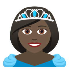 How Princess: Dark Skin Tone emoji looks on Joypixels.