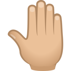 How Raised Back of Hand: Medium-Light Skin Tone emoji looks on Joypixels.