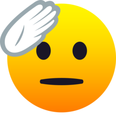 How Saluting Face emoji looks on Joypixels.