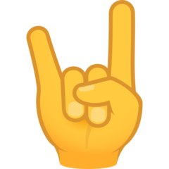 How Sign of the Horns emoji looks on Joypixels.