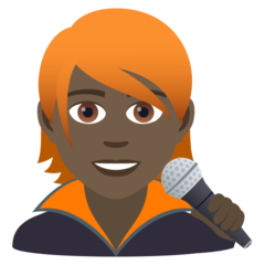 A quoi ressemblent les emoji Chanteur (tous genres): peau foncée sur Joypixels.