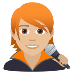 A quoi ressemblent les emoji Chanteur (tous genres): peau moyennement claire sur Joypixels.