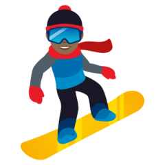 Como o emoji do Praticante de snowboard: pele morena escura é exibido no Joypixels.