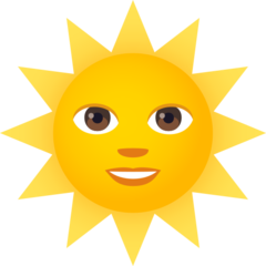 How Sun with Face emoji looks on Joypixels.