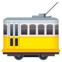 How Tram Car emoji looks on Joypixels.